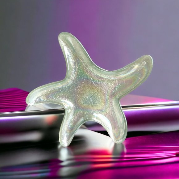 StarFish Trinket Dish Art Glass  Dish Plate Treasure Keeper Decor Ocean Seashell - Picture 5 of 9